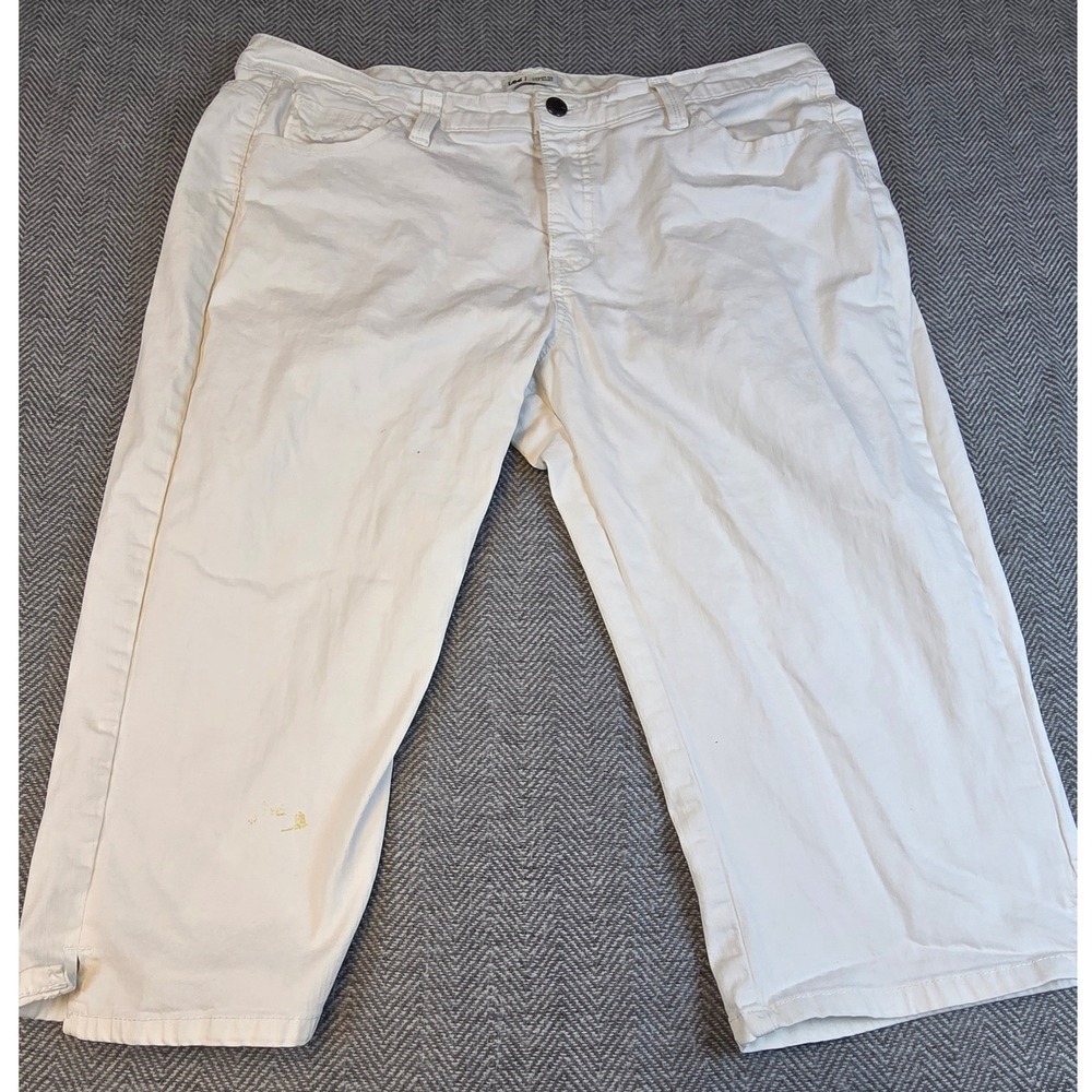 Lee Womens White Cropped Capri Pants Lower On The Waist Size 16 Petite 330191A